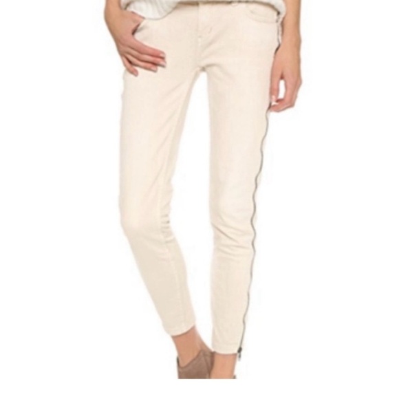 Free People Cream Denim with Side Zipper Detail| Free People Denim| Free People - Picture 4 of 10